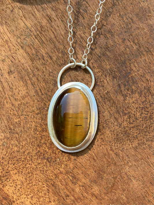 Earthy Elegance - One of a Kind Tigers Eye Pendant in Sterling Silver